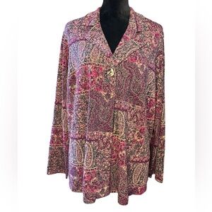 NWOT Laura Ashley Purple Paisley Blazer Jacket